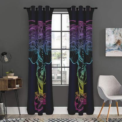Colorful Spiritual Elephant Print Curtain