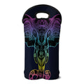 Colorful Spiritual Elephant Print Double Neoprene Wine Tote