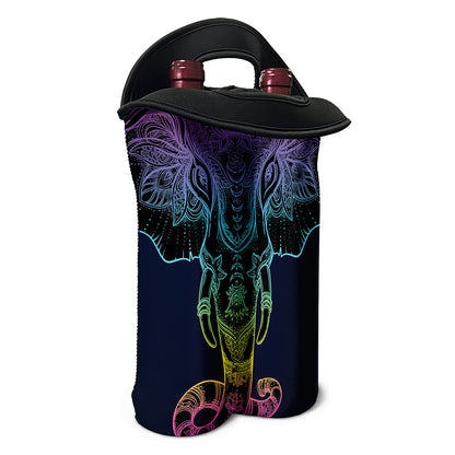 Colorful Spiritual Elephant Print Double Neoprene Wine Tote