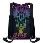 Colorful Spiritual Elephant Print Drawstring Backpack