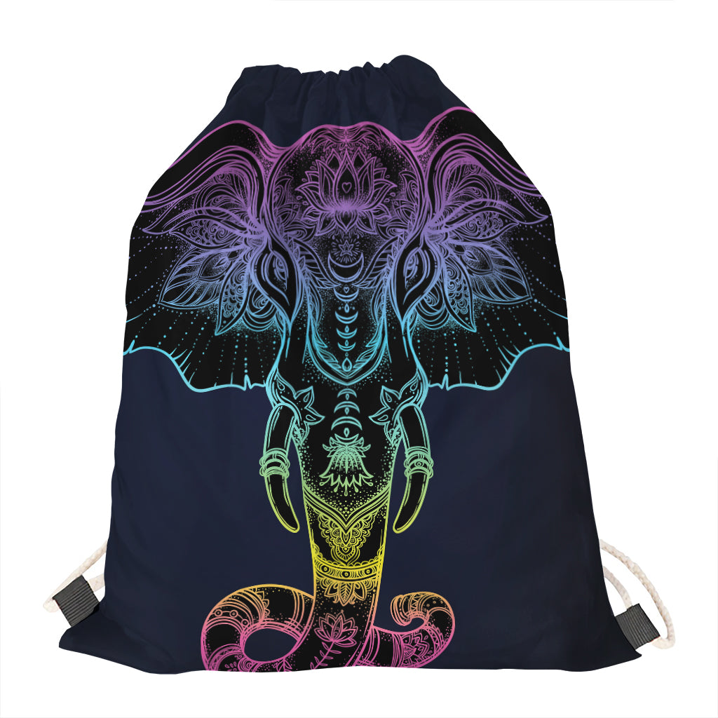 Colorful Spiritual Elephant Print Drawstring Bag