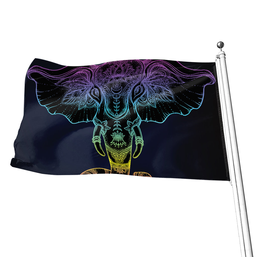Colorful Spiritual Elephant Print Flag