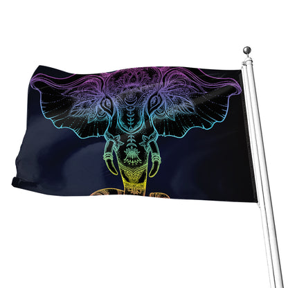 Colorful Spiritual Elephant Print Flag