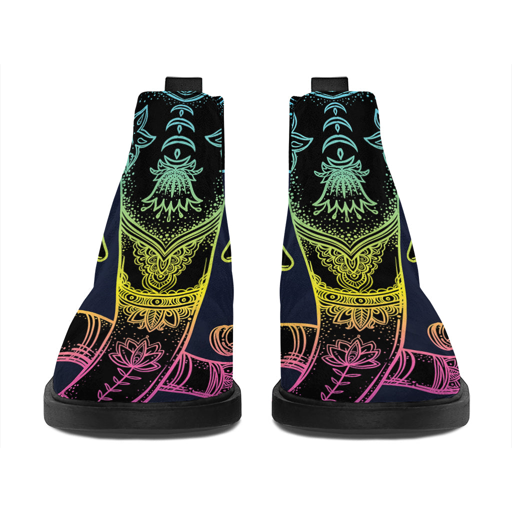 Colorful Spiritual Elephant Print Flat Ankle Boots