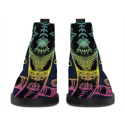 Colorful Spiritual Elephant Print Flat Ankle Boots