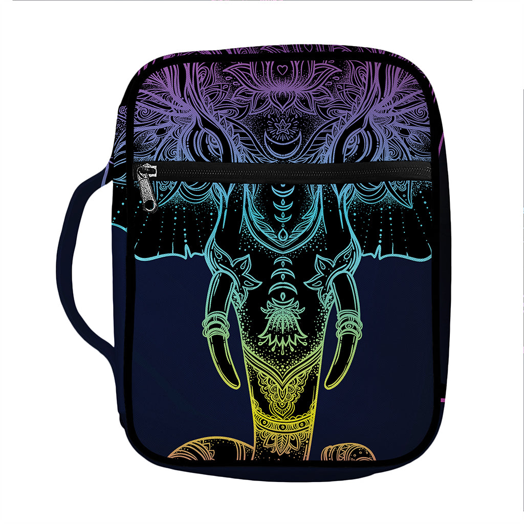 Colorful Spiritual Elephant Print Front Pocket Bible Bag