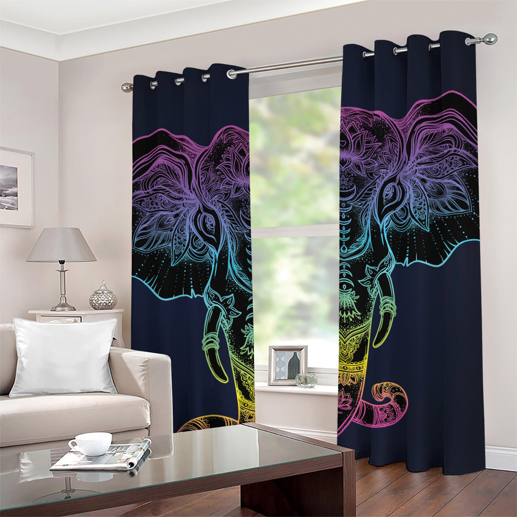 Colorful Spiritual Elephant Print Grommet Curtains