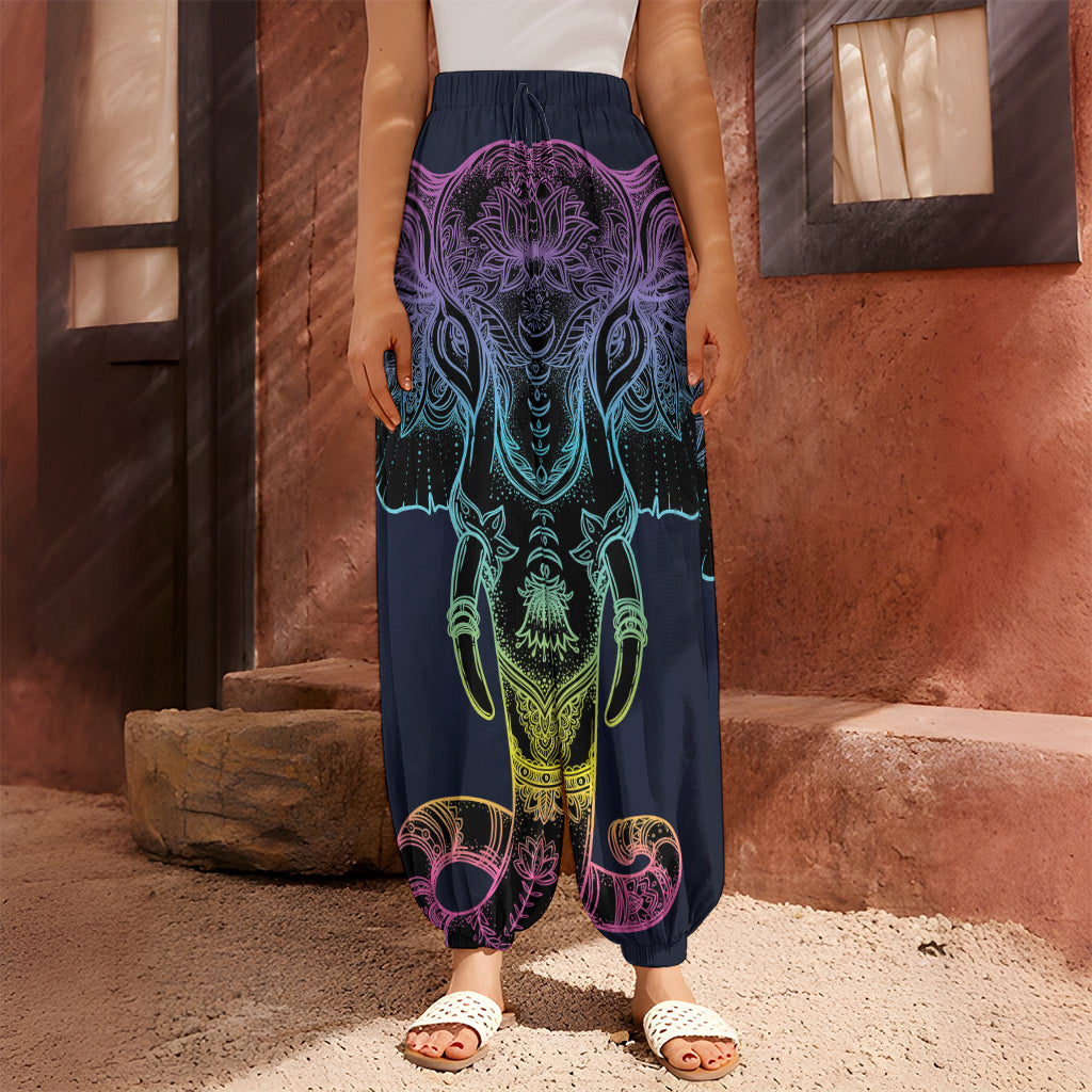 Colorful Spiritual Elephant Print Harem Pants
