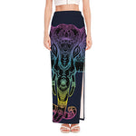 Colorful Spiritual Elephant Print High Slit Maxi Skirt