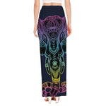 Colorful Spiritual Elephant Print High Slit Maxi Skirt