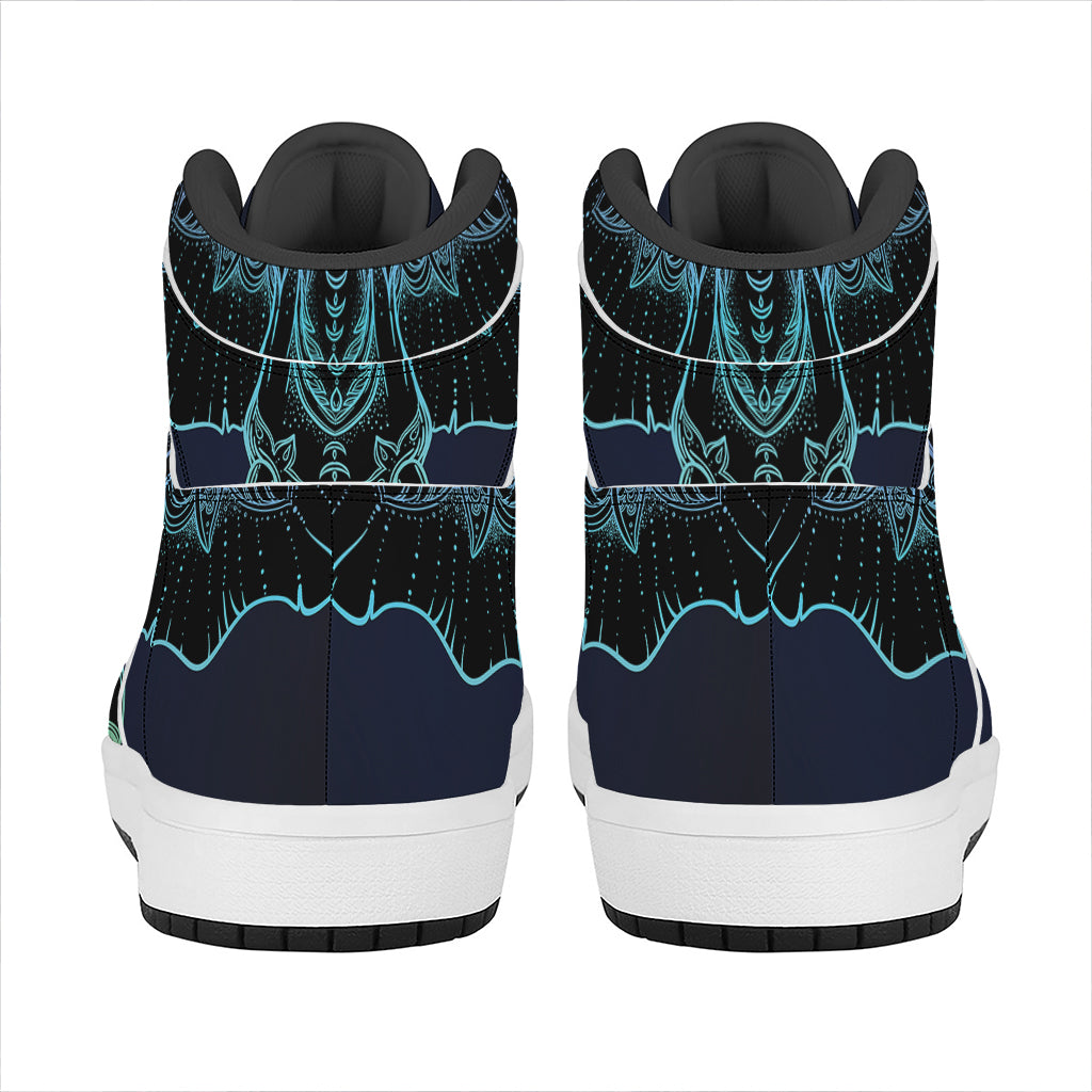 Colorful Spiritual Elephant Print High Top Leather Sneakers
