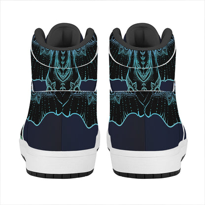 Colorful Spiritual Elephant Print High Top Leather Sneakers