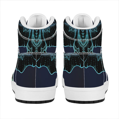 Colorful Spiritual Elephant Print High Top Leather Sneakers