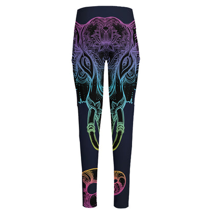 Colorful Spiritual Elephant Print High-Waisted Pocket Leggings