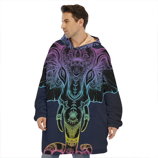 Colorful Spiritual Elephant Print Hoodie Blanket