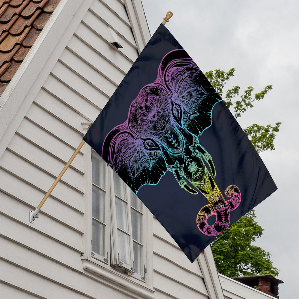 Colorful Spiritual Elephant Print House Flag