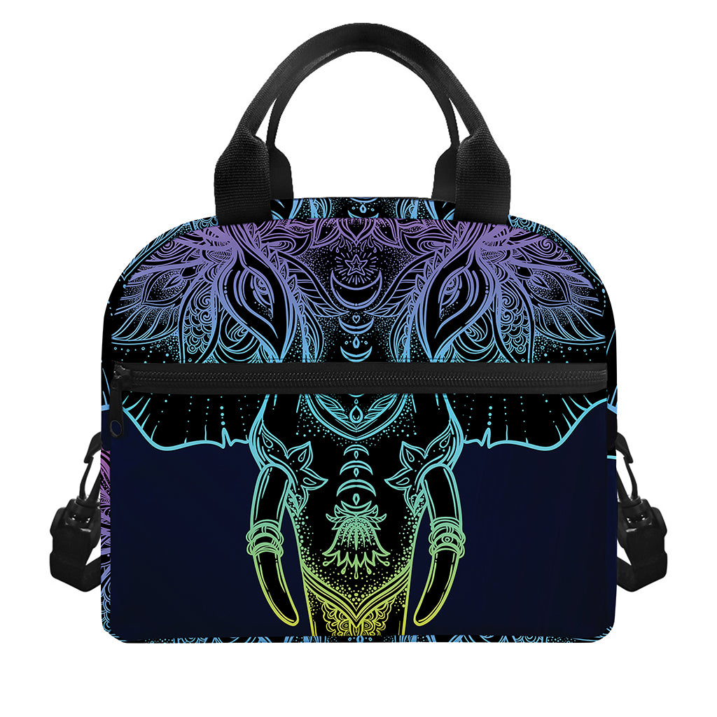 Colorful Spiritual Elephant Print Insulated Lunch Bag