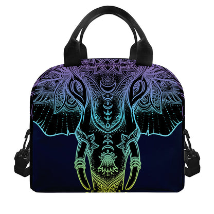 Colorful Spiritual Elephant Print Insulated Lunch Bag