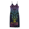 Colorful Spiritual Elephant Print Jersey Midi Cami Dress