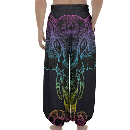 Colorful Spiritual Elephant Print Lantern Pants