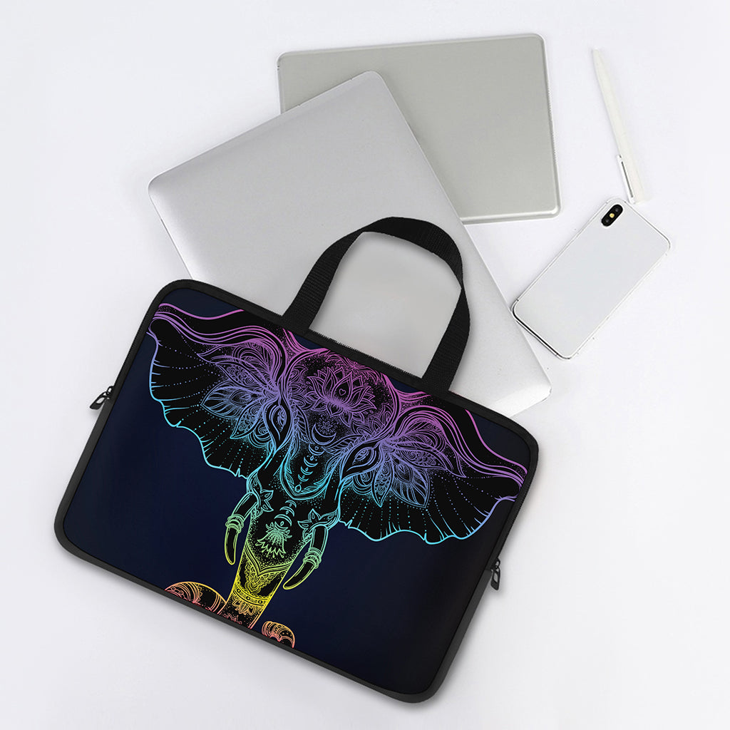 Colorful Spiritual Elephant Print Laptop Sleeve With Handle
