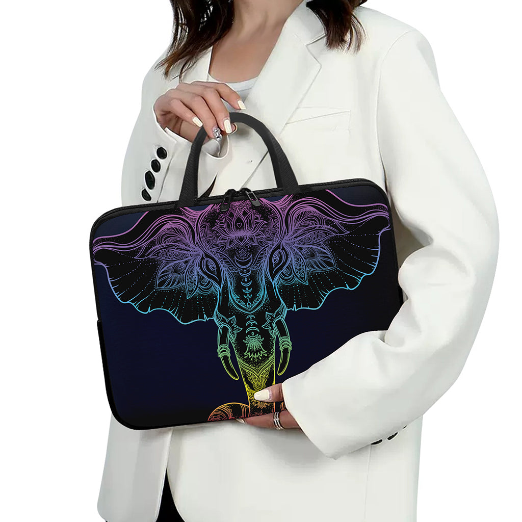 Colorful Spiritual Elephant Print Laptop Sleeve With Handle