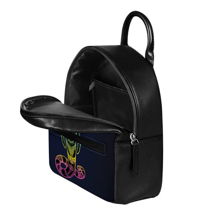 Colorful Spiritual Elephant Print Leather Backpack