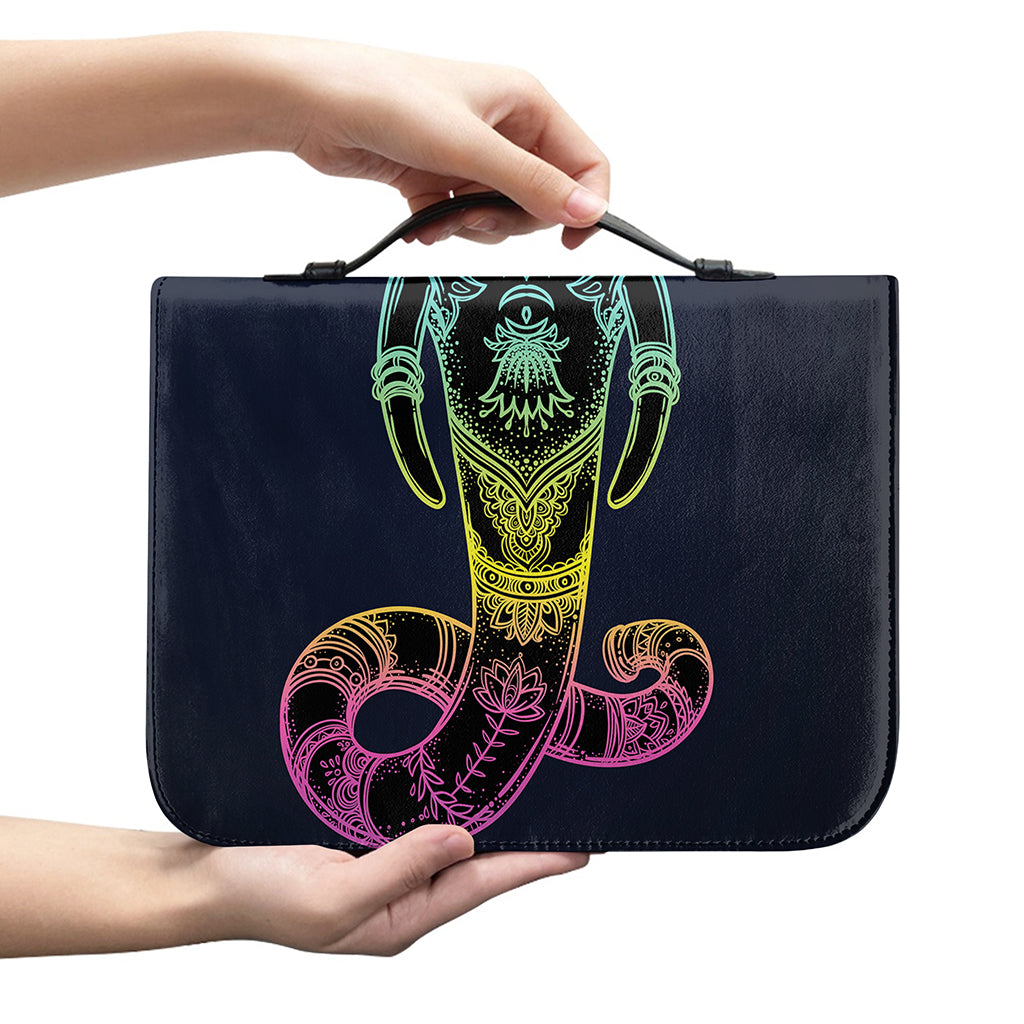 Colorful Spiritual Elephant Print Leather Bible Cover