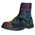 Colorful Spiritual Elephant Print Lace-Up Boots