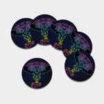 Colorful Spiritual Elephant Print Leather Coaster Set