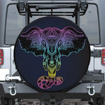 Colorful Spiritual Elephant Print Leather Spare Tire Cover