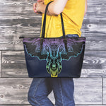 Colorful Spiritual Elephant Print Leather Tote Bag