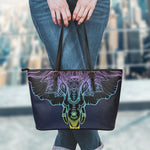 Colorful Spiritual Elephant Print Leather Tote Bag