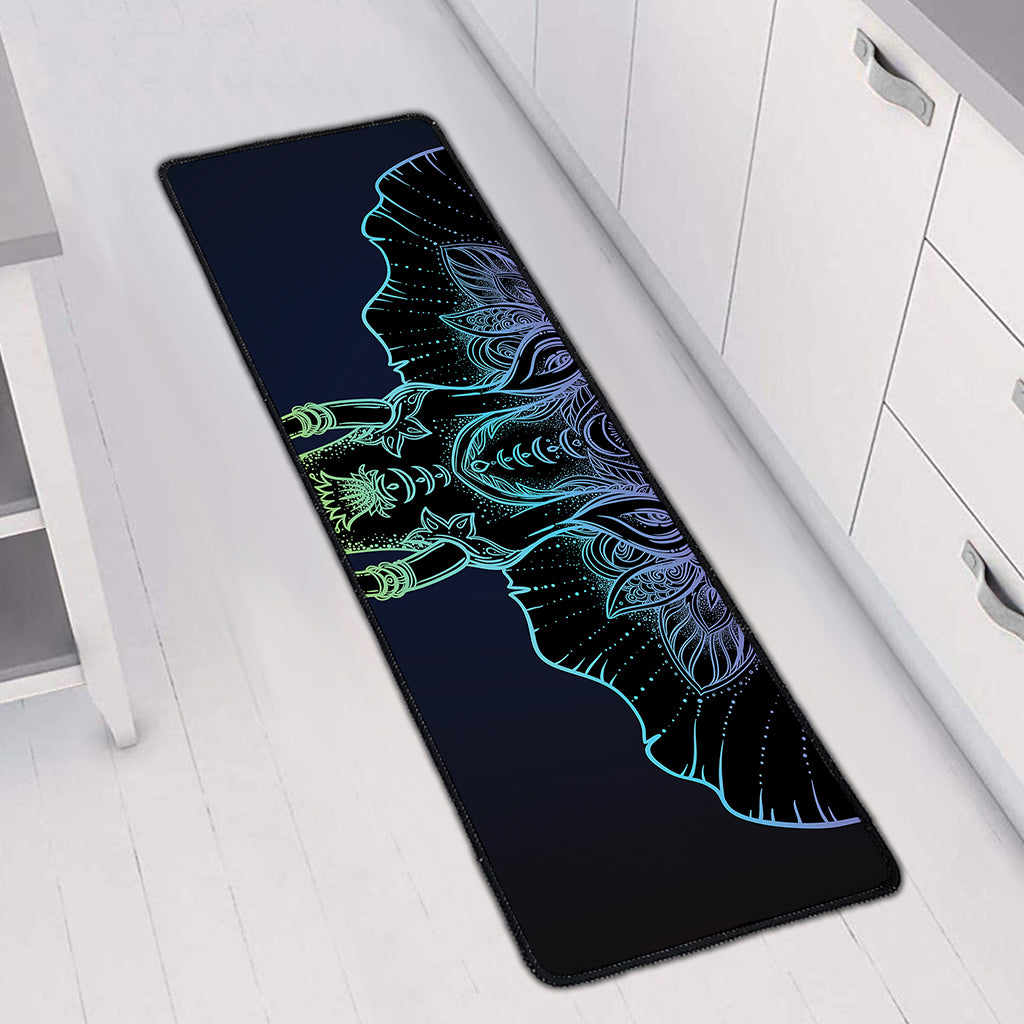 Colorful Spiritual Elephant Print Long Kitchen Mat