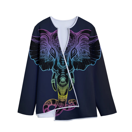 Colorful Spiritual Elephant Print Long Sleeve Short Coat