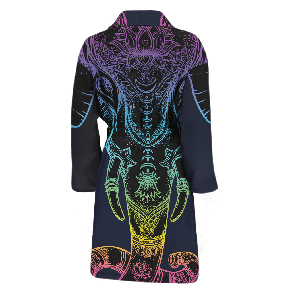 Colorful Spiritual Elephant Print Men's Bathrobe