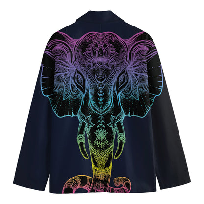 Colorful Spiritual Elephant Print Men's Blazer
