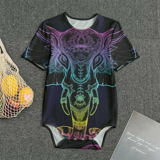 Colorful Spiritual Elephant Print Men's Bodysuit