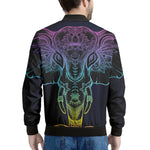 Colorful Spiritual Elephant Print Men's Bomber Jacket