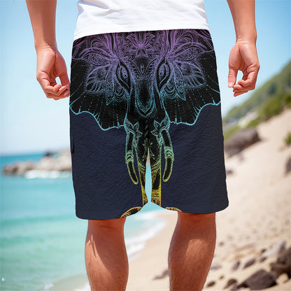 Colorful Spiritual Elephant Print Men's Cargo Shorts