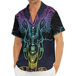 Colorful Spiritual Elephant Print Men's Deep V-Neck Shirt