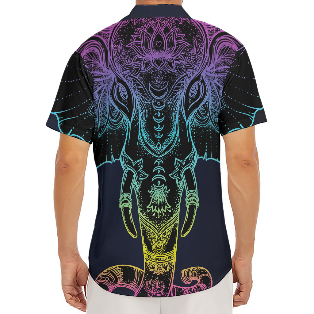 Colorful Spiritual Elephant Print Men's Deep V-Neck Shirt