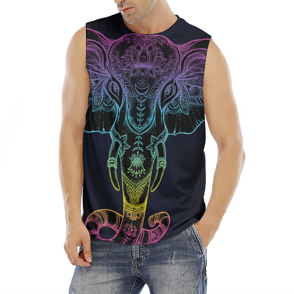 Colorful Spiritual Elephant Print Men's Fitness Tank Top