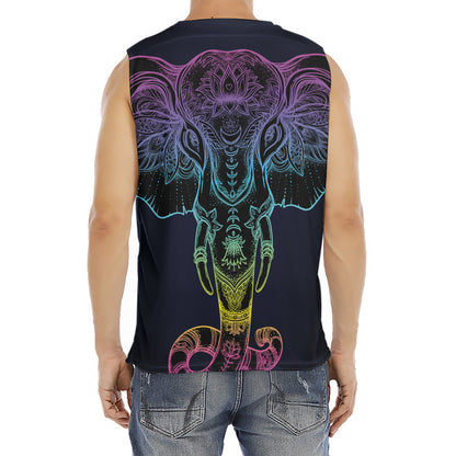 Colorful Spiritual Elephant Print Men's Fitness Tank Top