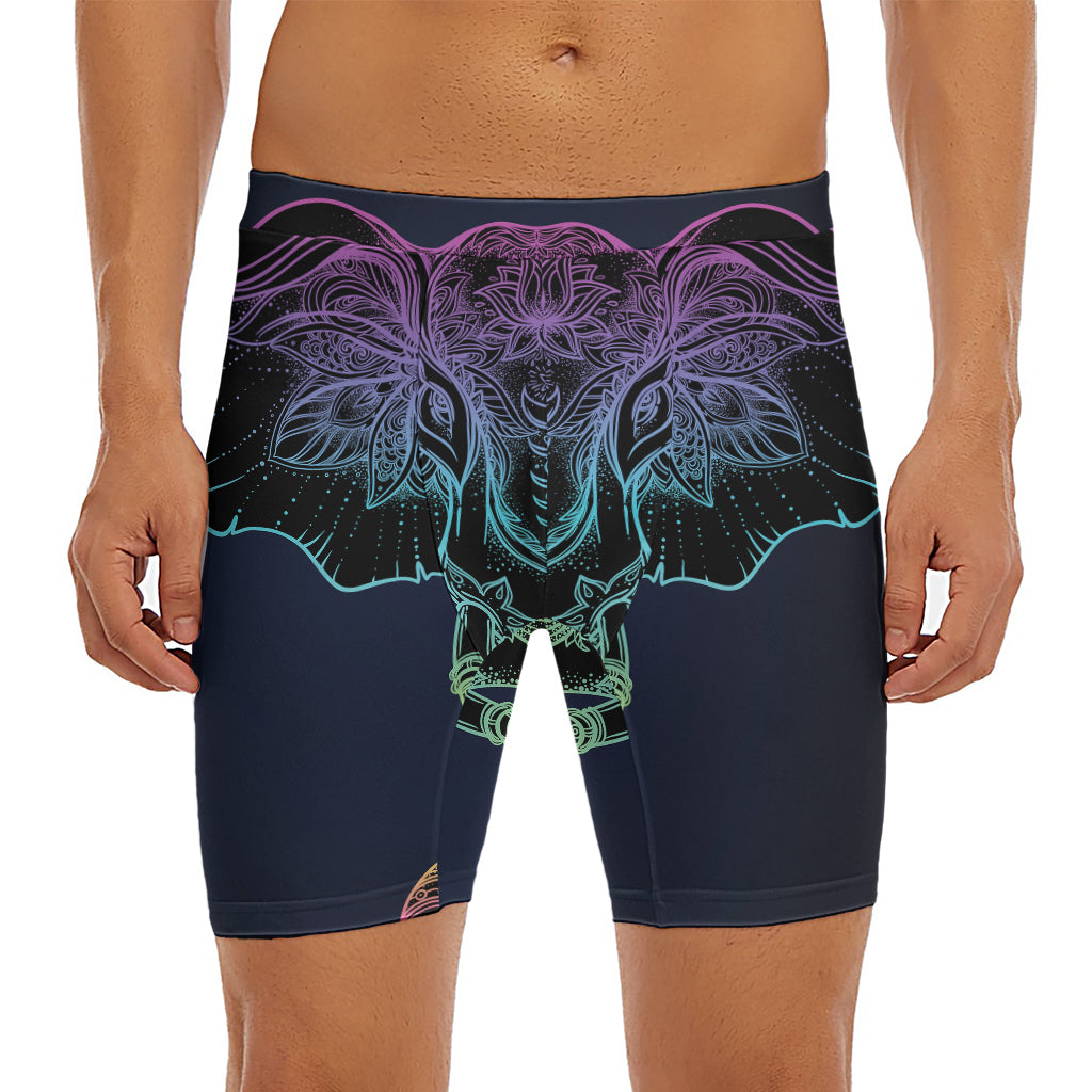 Colorful Spiritual Elephant Print Men's Long Boxer Briefs