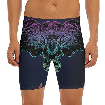Colorful Spiritual Elephant Print Men's Long Boxer Briefs