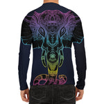 Colorful Spiritual Elephant Print Men's Long Sleeve Rash Guard