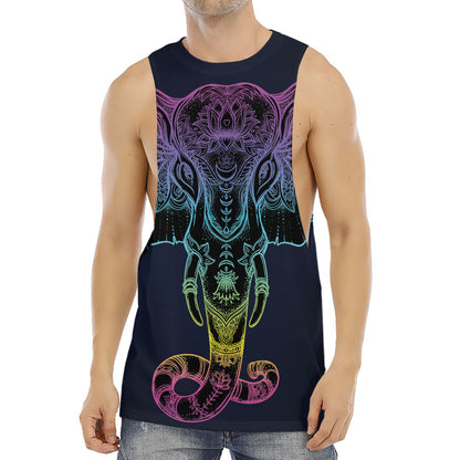 Colorful Spiritual Elephant Print Men's Muscle Tank Top