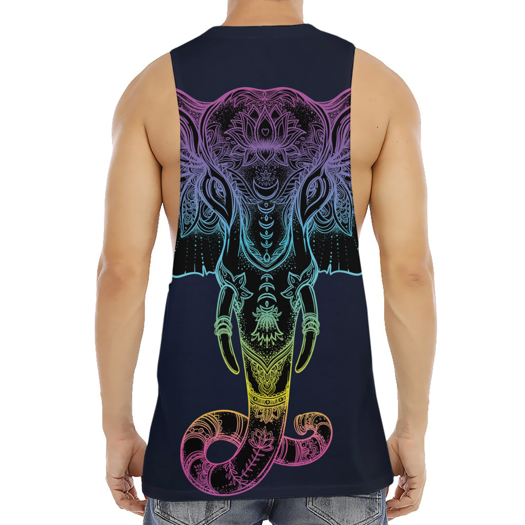 Colorful Spiritual Elephant Print Men's Muscle Tank Top