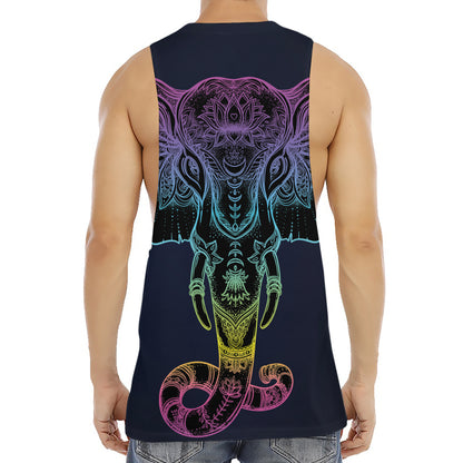 Colorful Spiritual Elephant Print Men's Muscle Tank Top